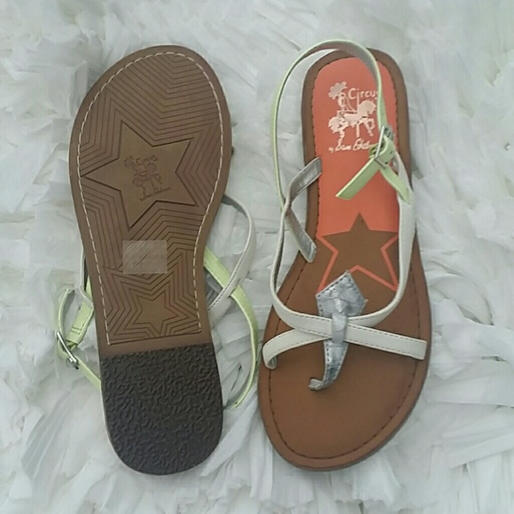 Sam Edelman Strappy Silver White Sandals Flats 8.5 - Picture 2 of 8